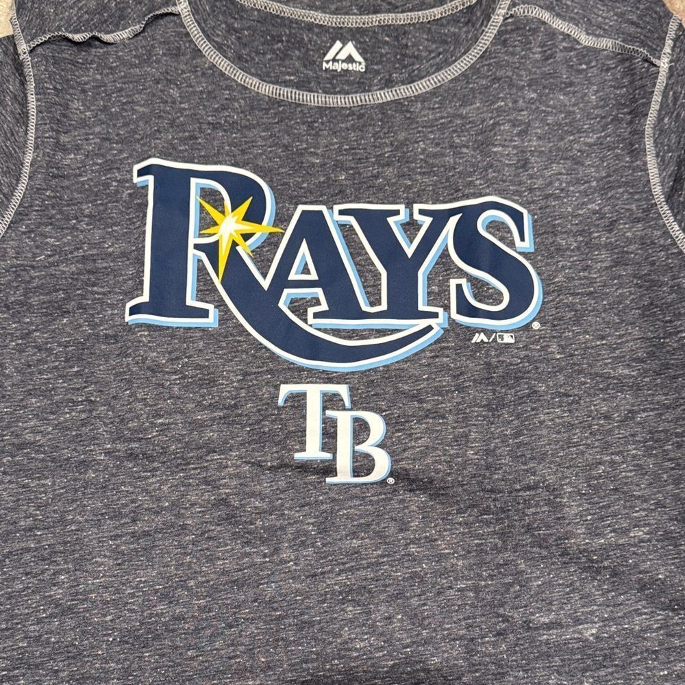 Women's Majestic Tampa Bay Rays Blue Short‎ Sleeve T-Shirt. SZ XL